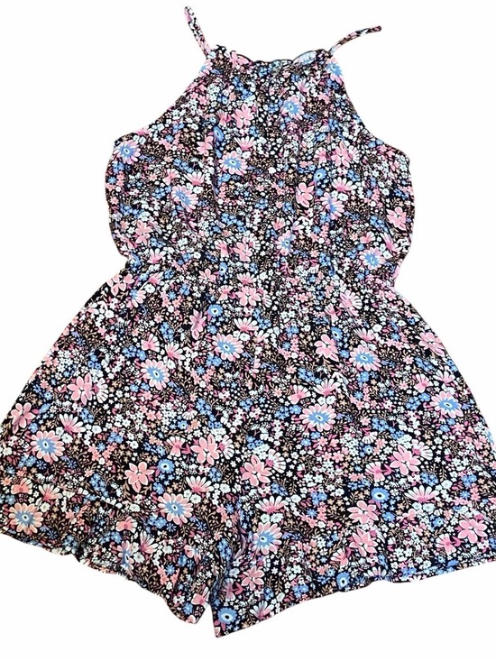 so Other - SO Girls Floral Romper Black Pink Blue Daisy Spaghetti Strap Size XL 14 16
